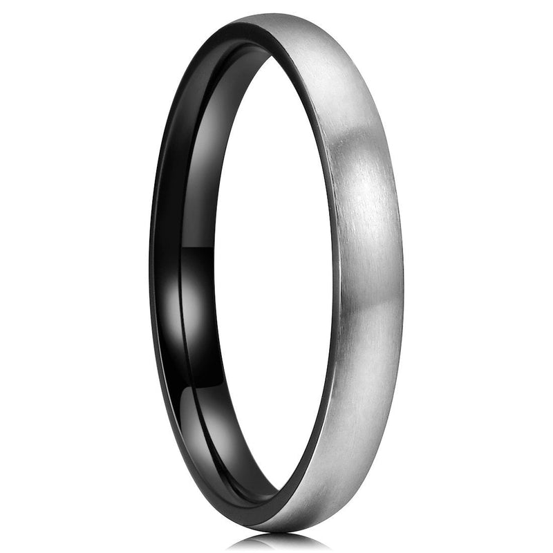 [Australia] - King Will BASIC 3mm 4mm 5mm 6mm 7mm 8mm Titanium Ring Matte Brushed Black Comfort Fit Domed Wedding Band For Men 5.5 