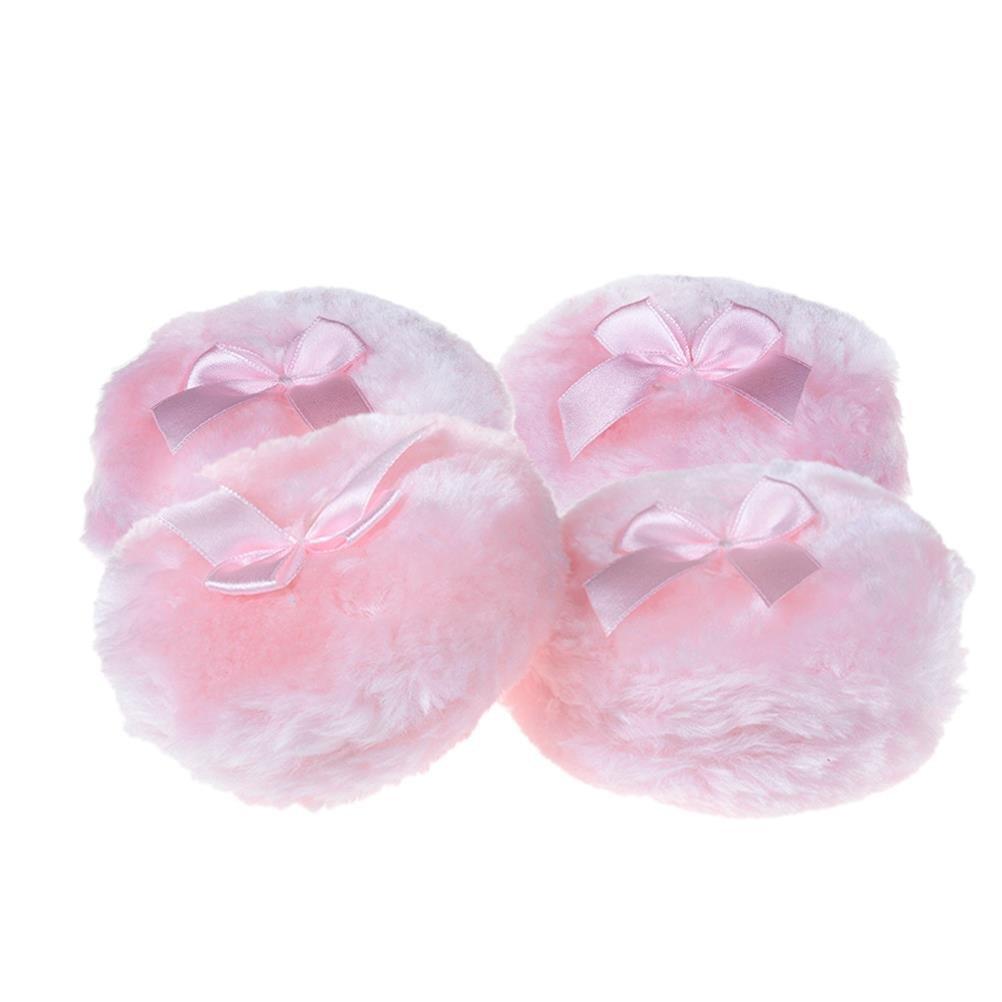 [Australia] - 4 Pcs Pink Powder Puffs For Body Washable Soft Cosmetic Dusting Powder Puff, 3.93 x 1.18 Inch 