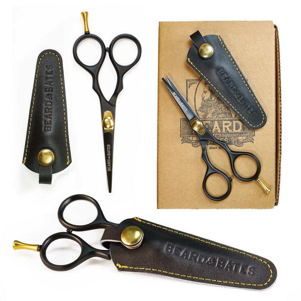 [Australia] - Beard & Bates | 1878 Black Label Shears | Premium Grooming Scissors with Holster for Beards and Mustaches 