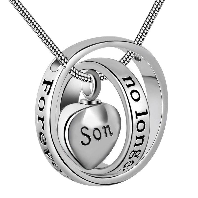 [Australia] - Cring Coco Womens&Mens No Longer by My Side,Forever in My Heart Carved Locket Cremation Urn Necklace for mom & dad Son 