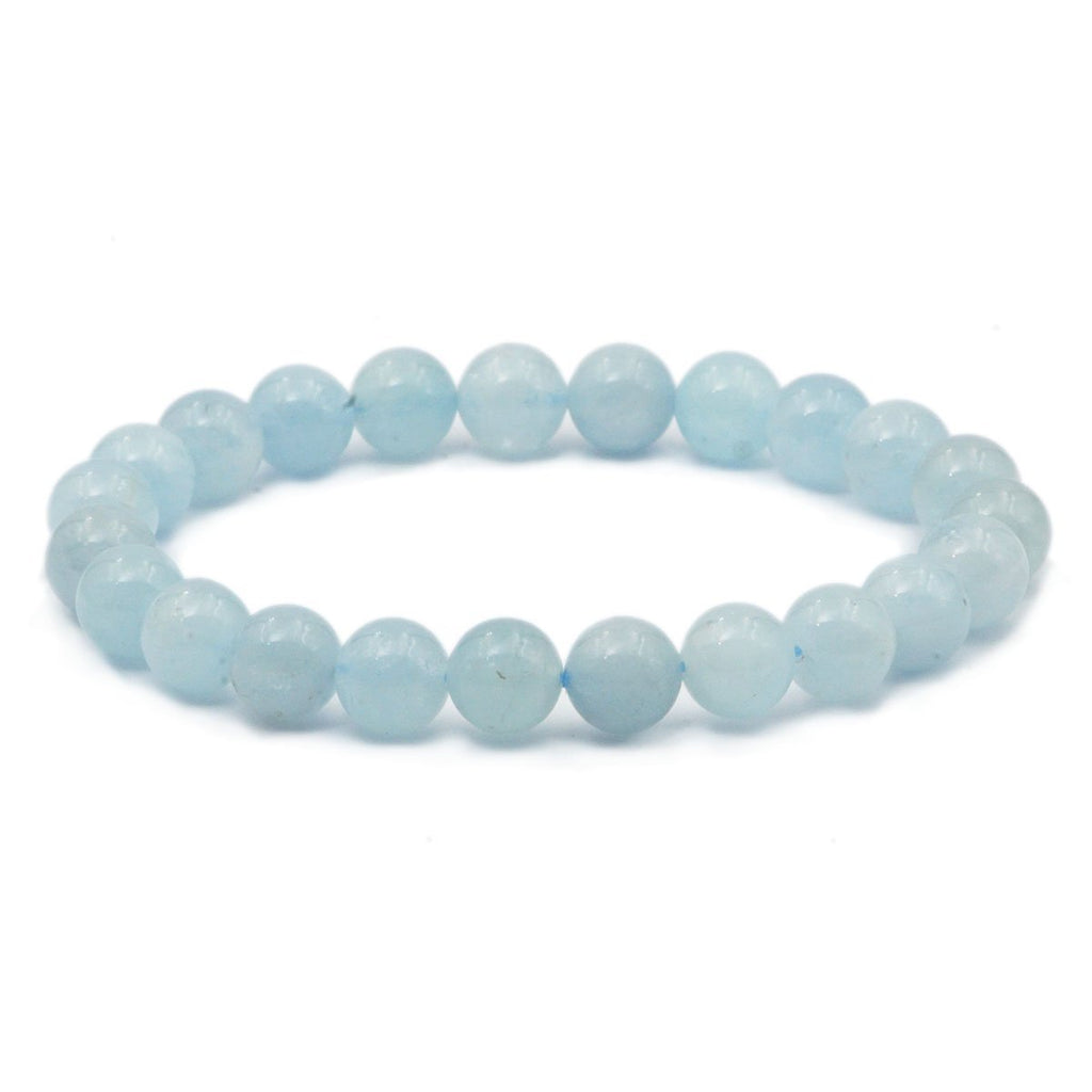 [Australia] - AD Beads Natural Gemstone Round Beads Stretch Bracelet Healing Reiki 8mm Aquamarine blue 