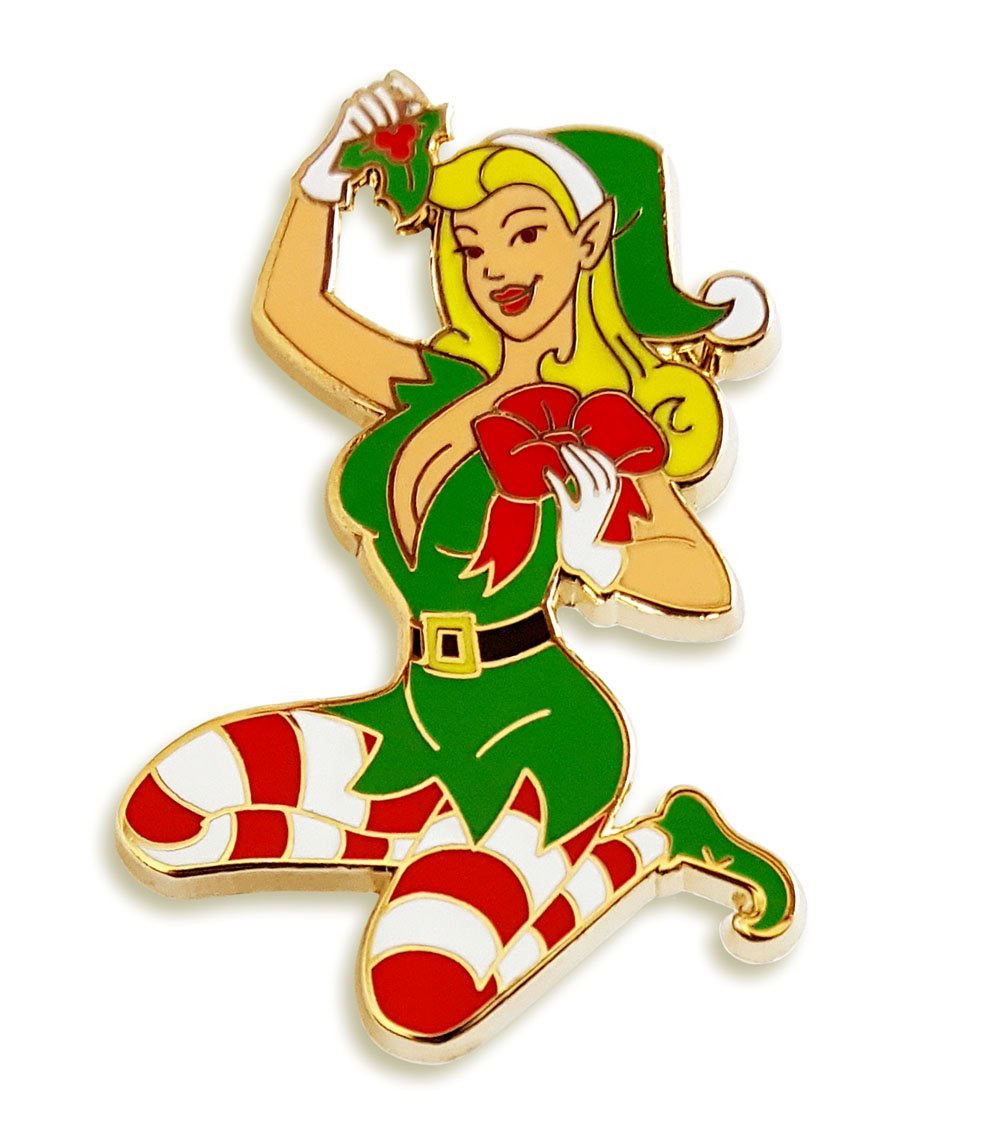 [Australia] - Pinsanity Cute Christmas Holiday Pin Up Elf Enamel Lapel Pin 