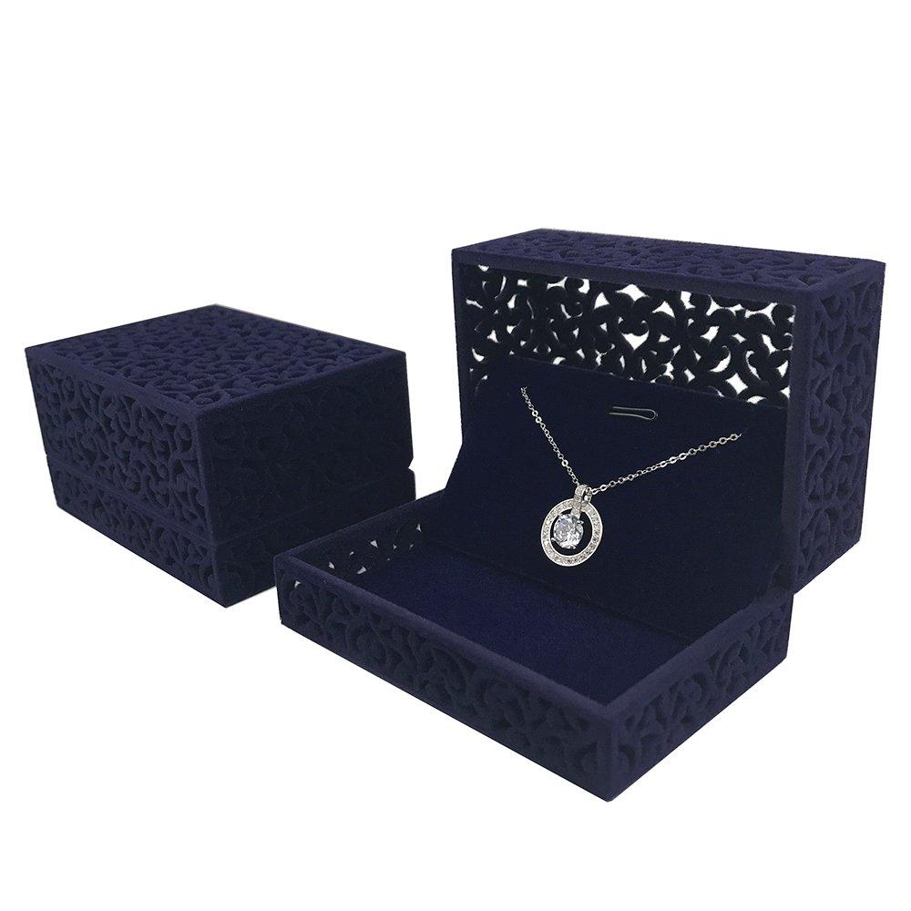 [Australia] - DesignSter Hollow Royal Blue Velvet Jewelry Long Necklace Box – Chain Pendant Display Organizer Gift Box 