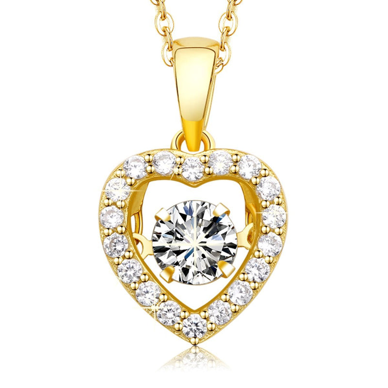 [Australia] - MEGA CREATIVE JEWELRY Gold Heart Dancing Dream 925 Sterling Silver Pendant Necklace Crystals from Swarovski 