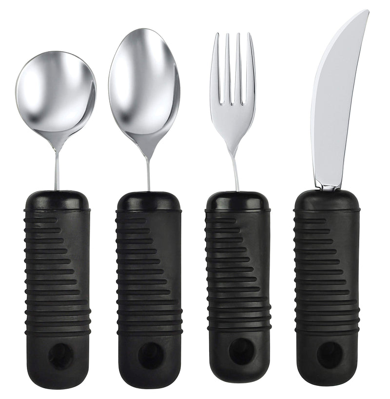 [Australia] - Blue Jay Make Eating Easier Big Grip Utensil Set - Arthritis Aid Silverware Set, 1.5in Ribbed Made with Ribbed Rubber Handles and Stainless Steel, for Weak Grip, Latex-Free, Eating Aids 
