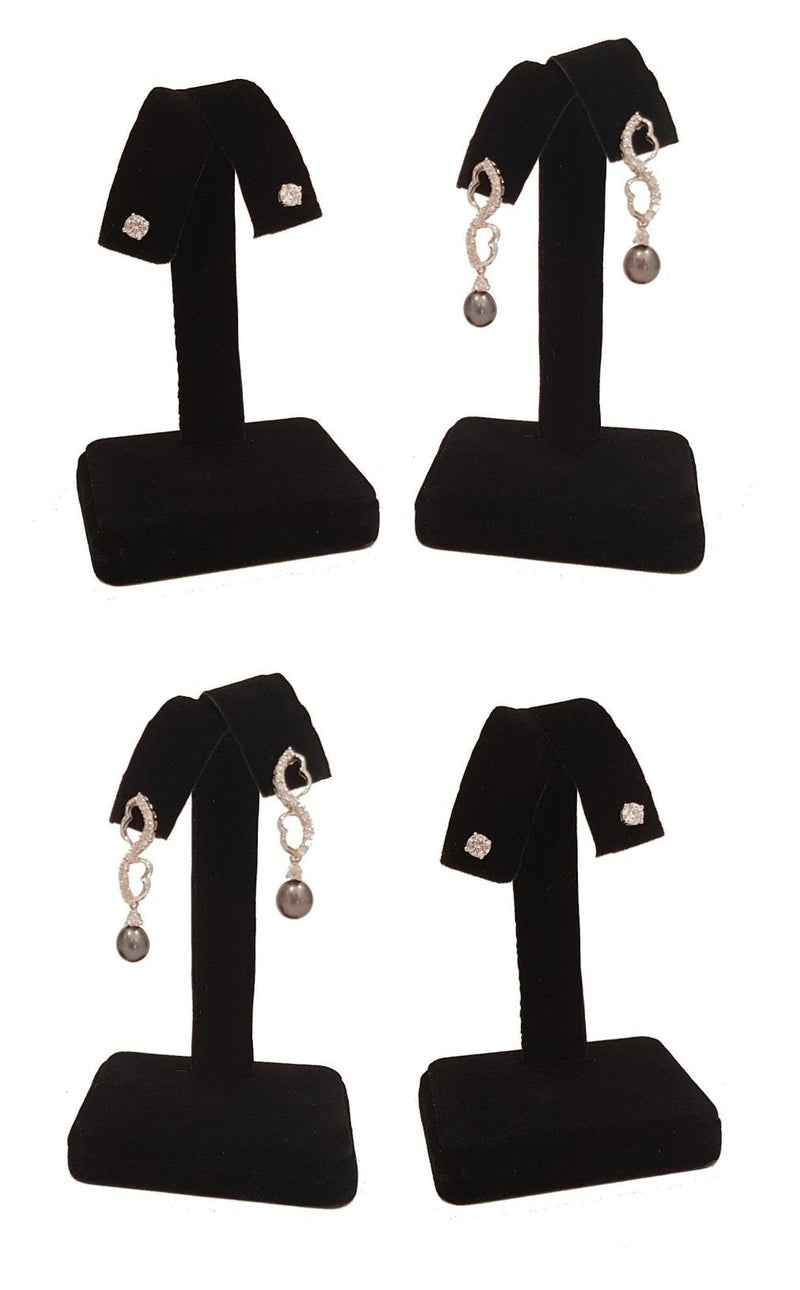 [Australia] - 4 Pieces - Black Velvet Earring Tree Display 4.25H Fan-Out Jewelry Holder Stand 