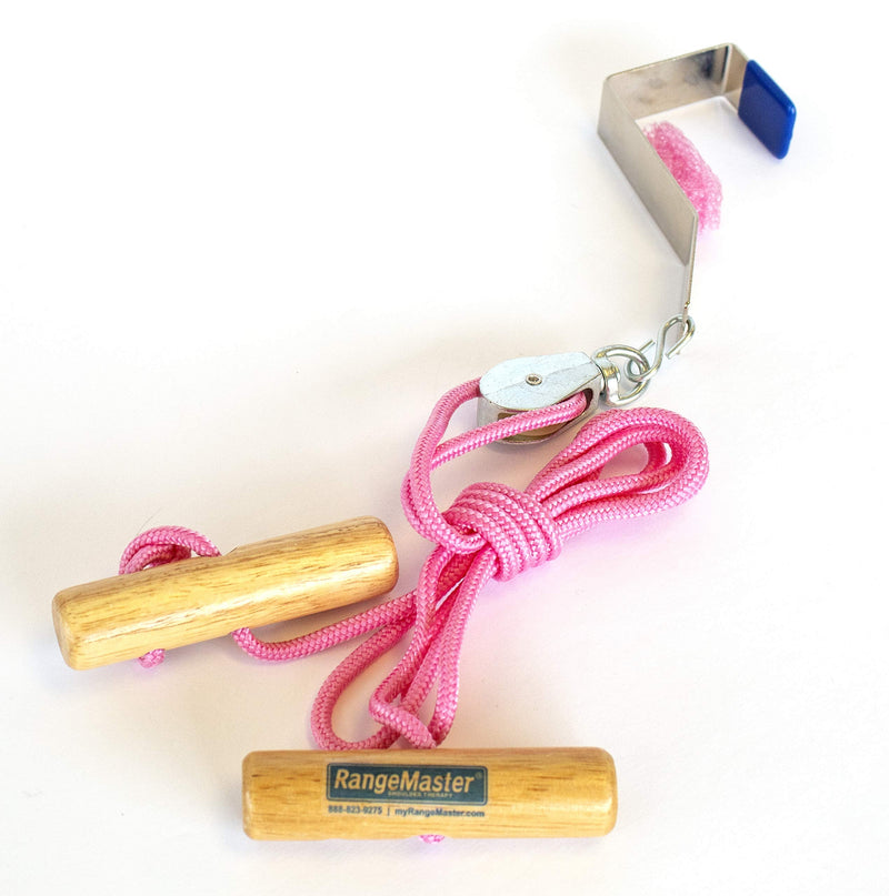 [Australia] - RangeMaster PinkPulley Cancer Care Shoulder Pulley │ Aids in Recovery and Rehabilitation │ Breast Cancer Patient Instructional Guide Included │ Metal Bracket Door Attachment 