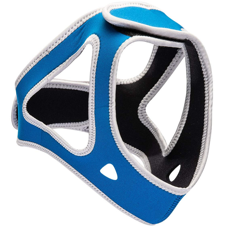 [Australia] - WAKI HOME Anti-Snoring CPAP Chin Straps & Jaw Support Belts - Natural Sleep,Instant Relief - Adjustable Velcro - Non-Sliding Off - Comfortable Breathable Fabric - Stop Snoring CPAP Headband (Blue) 
