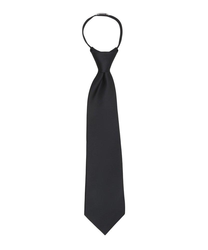 [Australia] - Jacob Alexander Boy's 11" Pretied Solid Color Zipper Tie Black 