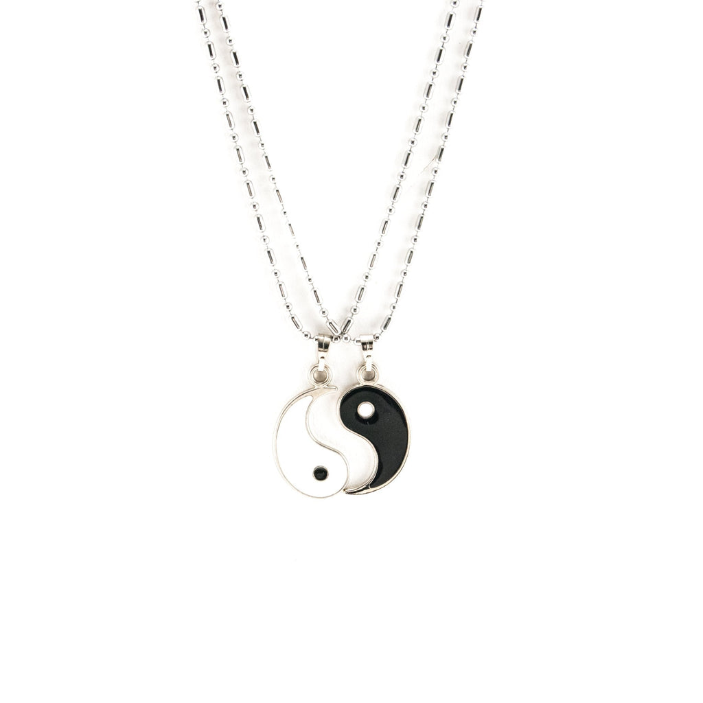 [Australia] - BlueRica 18 Inches Stainless Steel Chain Necklace Couple Set with Yin Yang Pendants 