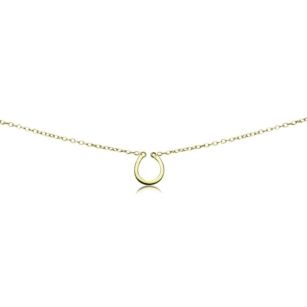 [Australia] - GemStar USA Sterling Silver Polished Horseshoe Lucky Charm Dainty Choker Necklace yellow-gold-flashed-silver 