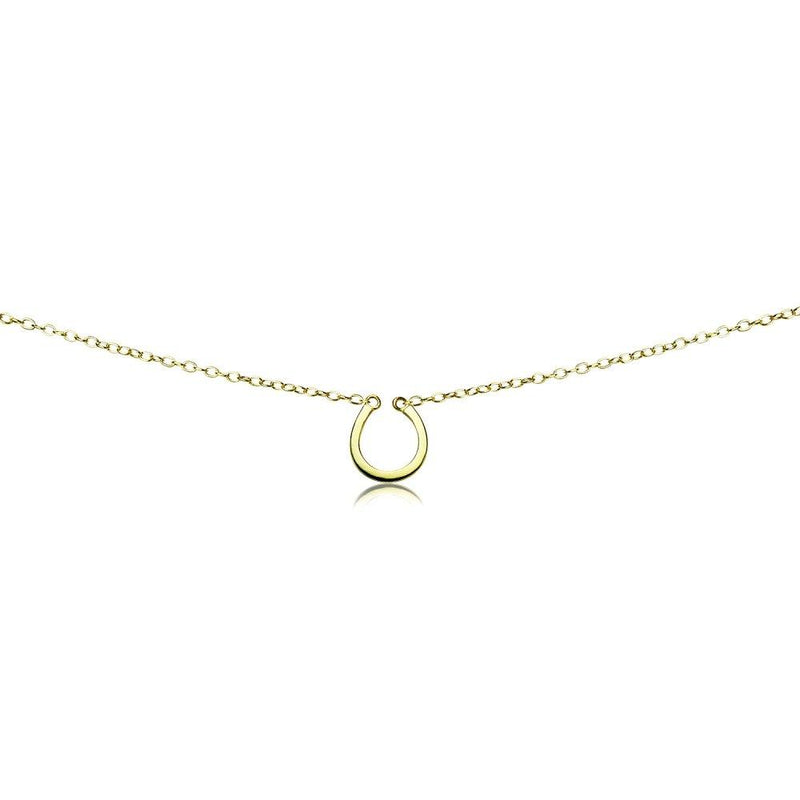 [Australia] - GemStar USA Sterling Silver Polished Horseshoe Lucky Charm Dainty Choker Necklace yellow-gold-flashed-silver 