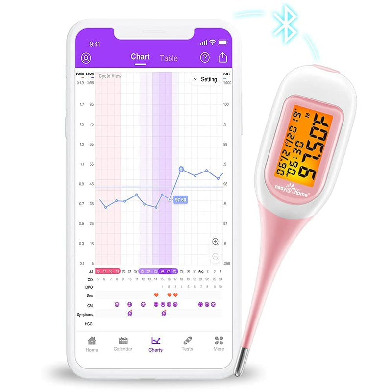[Australia] - Easy@Home Smart Basal Thermometer, Large Screen and Backlit, FSA Eligible, Period Tracker with Premom(iOS & Android) - Auto BBT Sync, Charting, Coverline & Accurate Fertility Prediction #EBT-300 