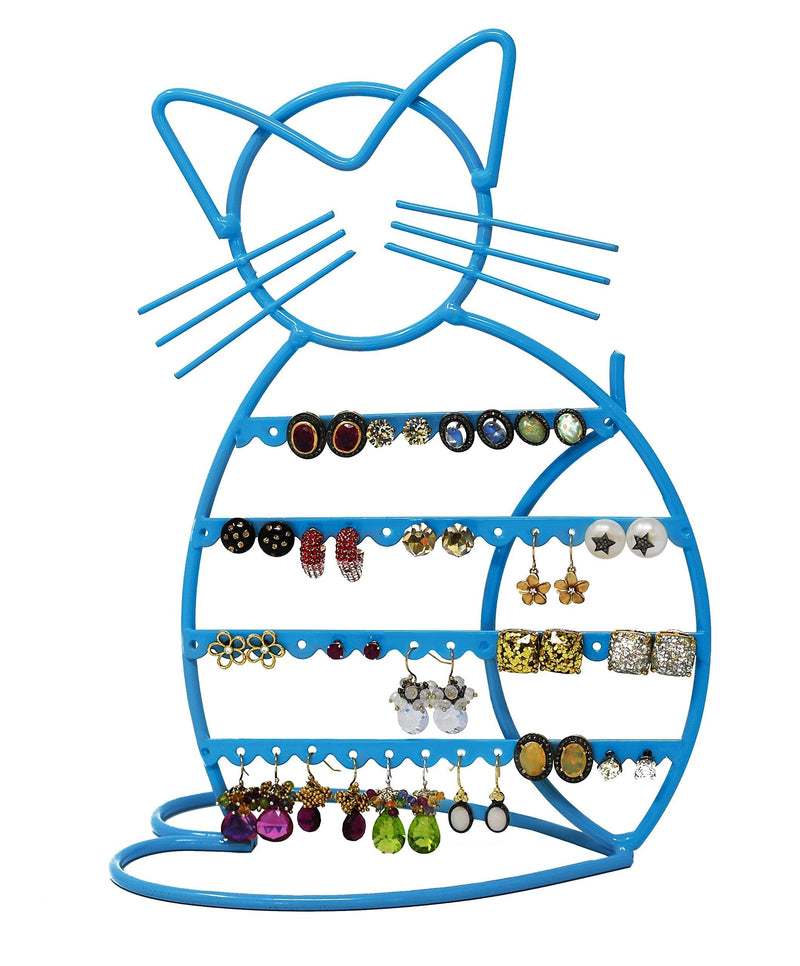 [Australia] - ARAD Cat-Shaped Earring Holder, Jewelry Rack, Display Organizer for Piercings (Blue Finish) 