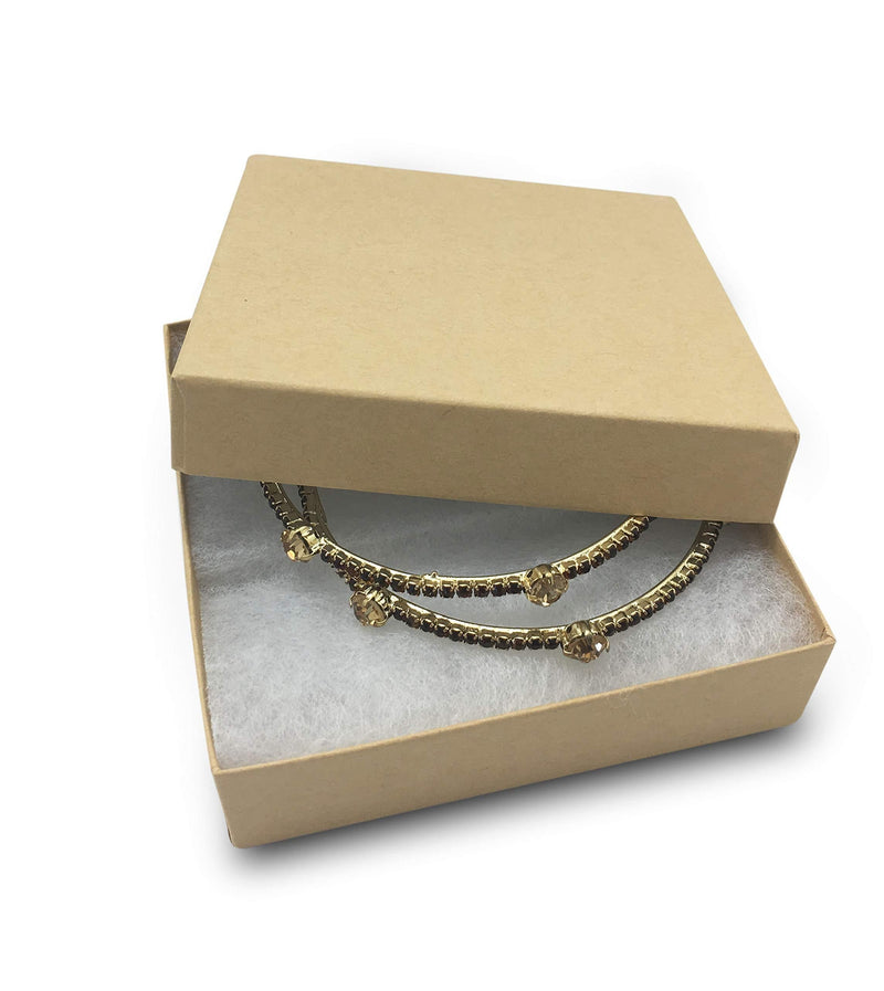 [Australia] - TheDisplayGuys 25-Pack #34 Kraft Brown 3 7/8" x 3 7/8" x 2" Cotton Filled Paper Jewelry Boxes for Gift Display Shipping & Retail 