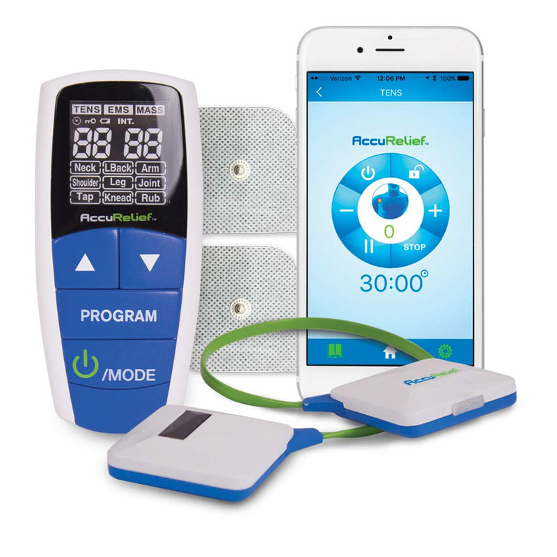 [Australia] - AccuRelief Wireless Tens Unit and EMS Muscle Stimulator - Includes Pulse Massager - Pain Relief Device with Remote and Mobile App 