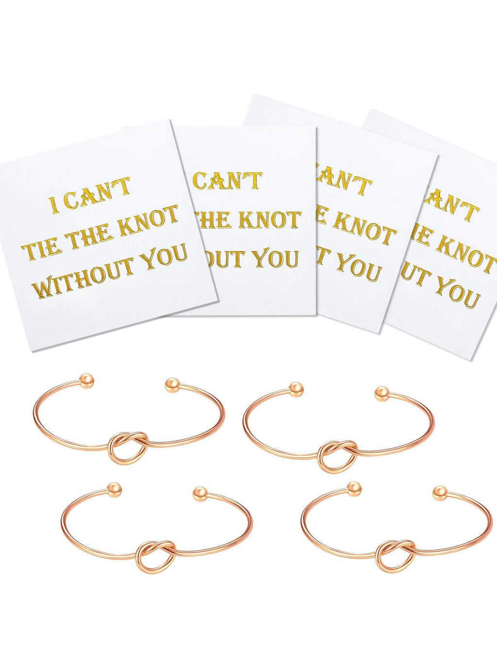 [Australia] - I Can't Tie The Knot Without You Bridesmaid Gift Cards Bridesmaid Bracelets Silver Tone- Set of 4,5,6 A. 0Rose Gold Tone 4 Sets 
