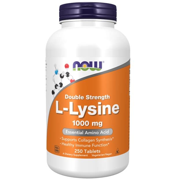 [Australia] - NOW Supplements, L-Lysine (L-Lysine Hydrochloride) 1,000 mg, Double Strength, Amino Acid, 250 Tablets 