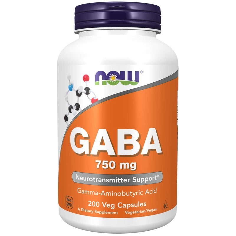 [Australia] - NOW Supplements, GABA (Gamma-Aminobutyric Acid) 750mg, Neurotransmitter Support*, 200 Veg Capsules 