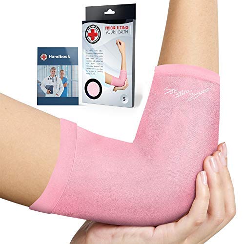 [Australia] - Doctor Developed Ladies Pink Elbow Compression Sleeve for Women and Doctor Written Handbook- relief from Tennis/Golfers Elbow & Other Elbow Conditions - Excellent Customer Support (Large) Large 