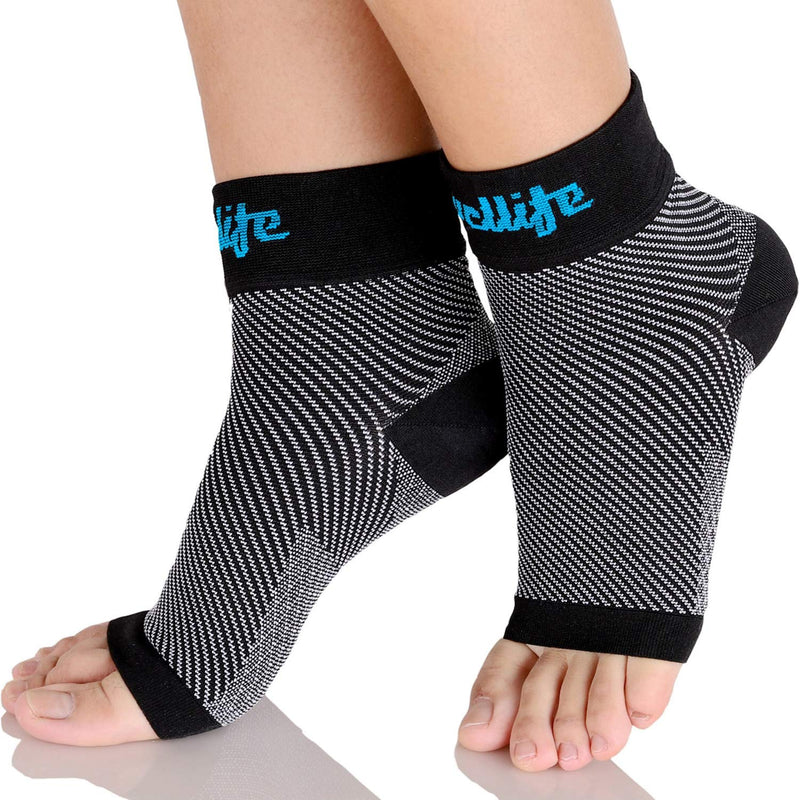 [Australia] - Dowellife Plantar Fasciitis Socks, Ankle Brace Compression Support Sleeves & Arch Support, Foot Compression Sleeves, Ease Swelling, Achilles Tendonitis, Heel Spur for Men Women Black Medium 