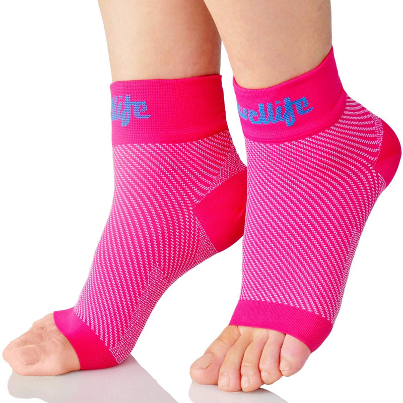 [Australia] - Dowellife Plantar Fasciitis Socks, Ankle Brace Compression Support Sleeves & Arch Support, Foot Compression Sleeves, Ease Swelling, Achilles Tendonitis, Heel Spur for Men Women Pink Small 
