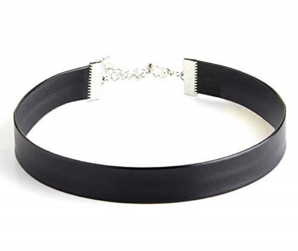 [Australia] - STACKABLE CREATIONS Black Leather Choker Necklace for Women, Girls, Kids, Men | Plain Solid Gothic Ribbon Jewelry | Simple Collar Victorian Cameo Cinderella Costume Choker 