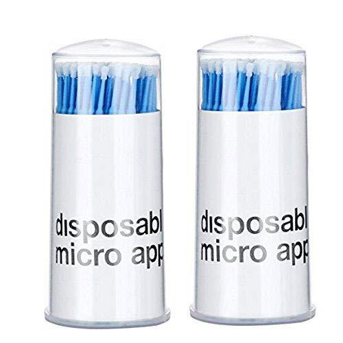 [Australia] - BTYMS 200pcs Disposable Micro Brushes Applicators for Eyelashes Extensions Lint-free 2mm Blue 200 Count 