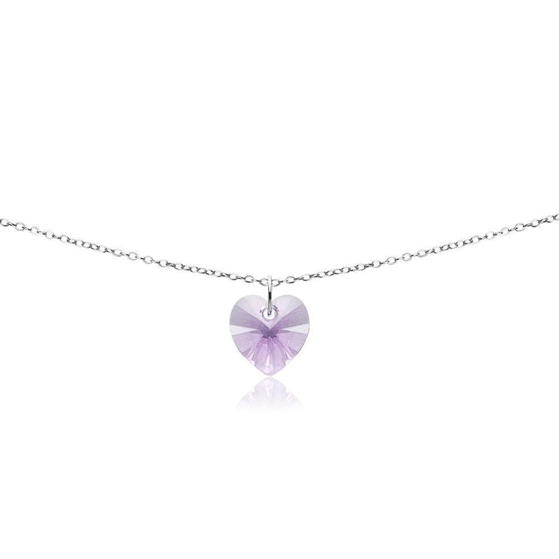 [Australia] - GemStar USA Sterling Silver Heart Choker Necklace Made with Swarovski Crystals Pink - June 