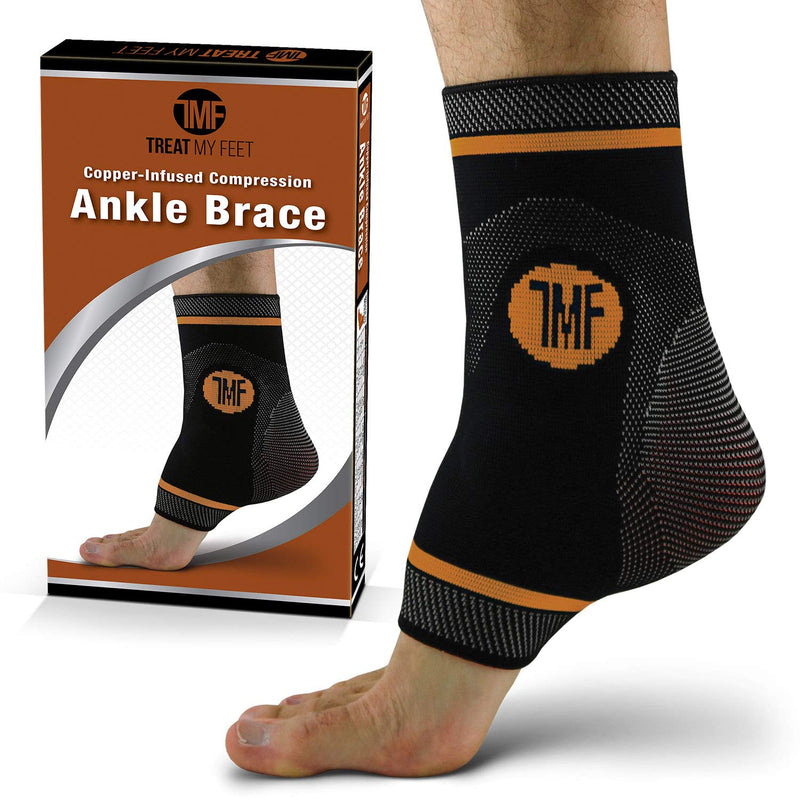 [Australia] - Compression Ankle Brace with Silicone Ankle Support and Copper - Plantar Fasciitis Brace for Foot Pain & Achilles Tendonitis Relief - Ankle Brace for Women & Men - Medium Size Medium (Pack of 1) 