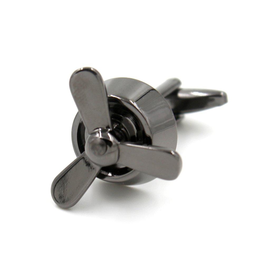 [Australia] - Propeller Plane Aviation Pilot Father Dad Presentation Gift Cufflinks (All Black) 