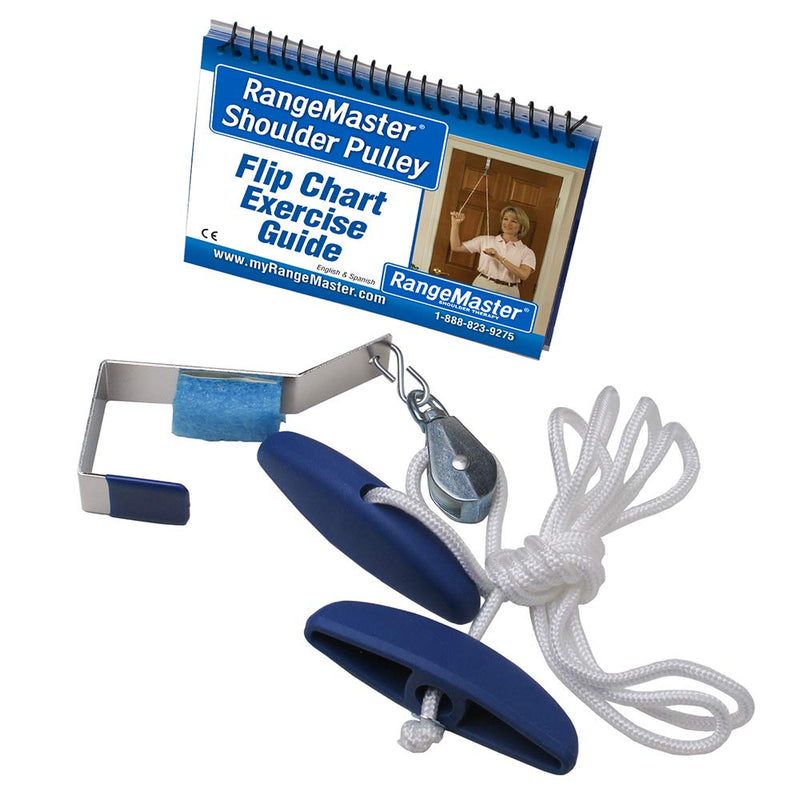 [Australia] - RangeMaster Molded Rubber Handle Shoulder Pulley │ Physical Therapy Tool │ Aids in Recovery and Rehabilitation │ Increases Mobility │ Metal Bracket Door Attachment 