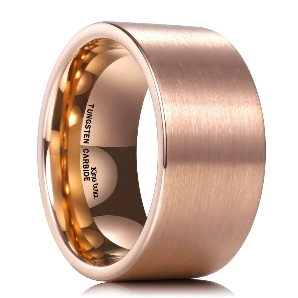 [Australia] - King Will Loop Tungsten Carbide Wedding Ring 7mm/8mm Rose Gold/Gold Line Grooved Flat/Dome Style 12mm 5 