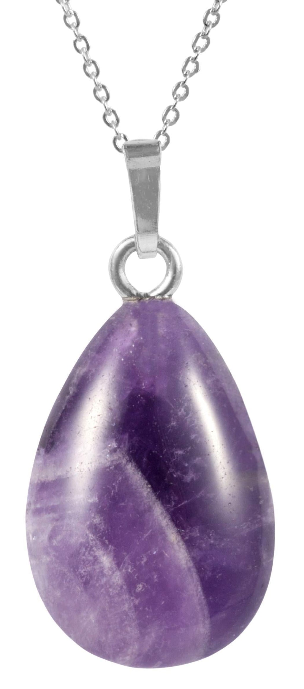 [Australia] - Sterling Silver Gemstone Pendant Dainty Necklace 18 inch Natural Healing Crystals Chakra Gem Stones Anniversary Birthday Mother's Gifts Amethyst 