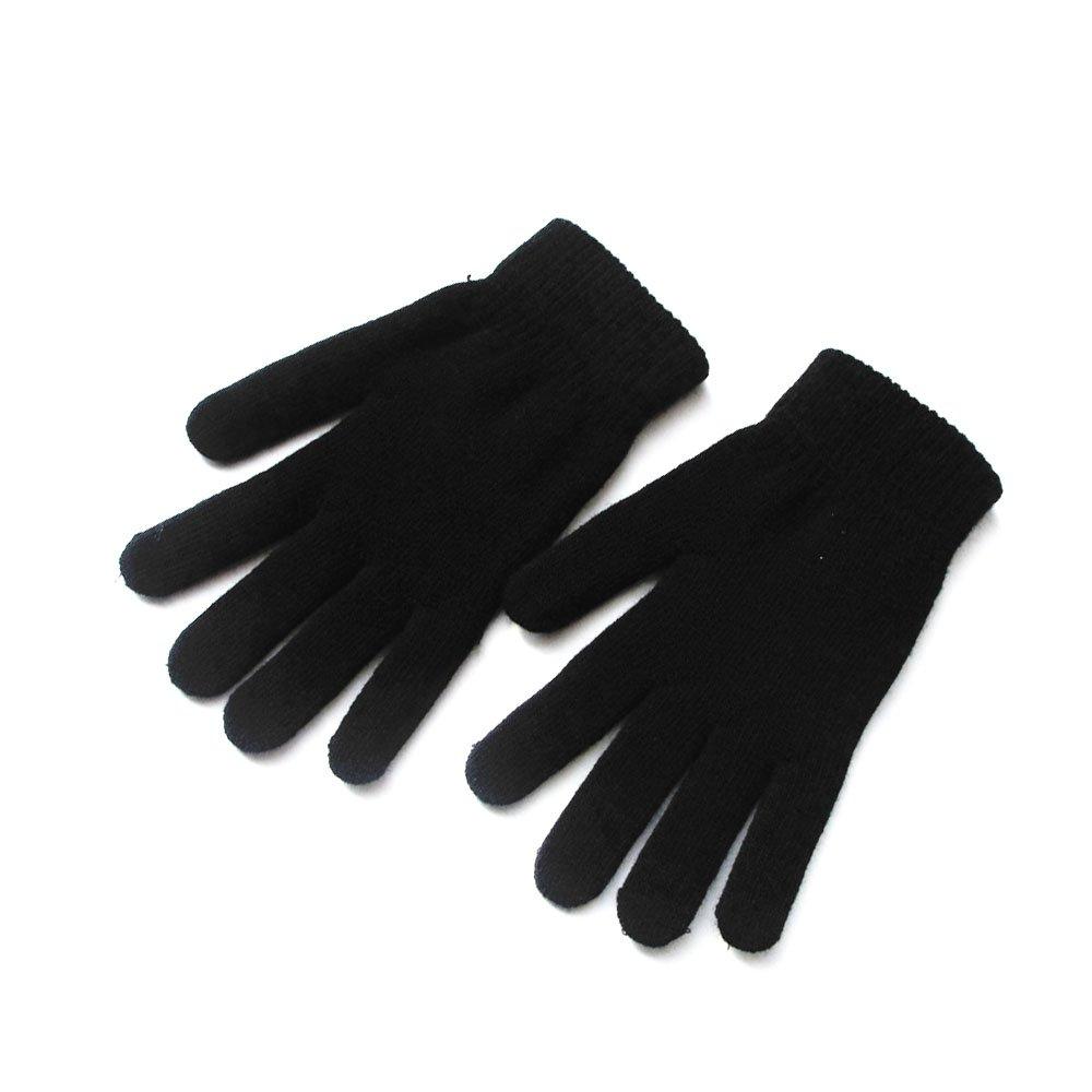 [Australia] - Mellons Winter Magic Gloves Warm Strecty Knit Gloves For Men Women Black One Size 