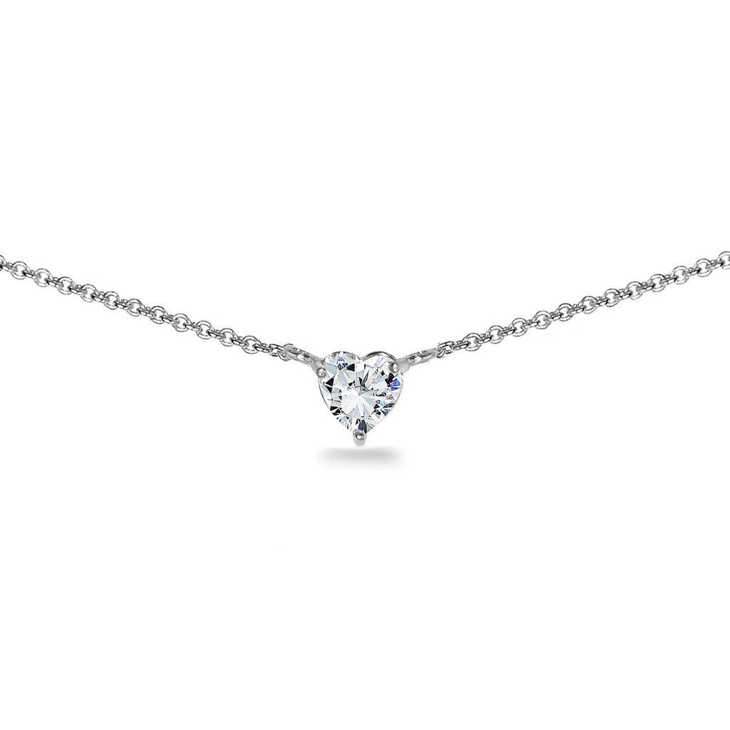 [Australia] - GemStar USA Sterling Silver 6mm Heart Choker Necklace for Women Girls Made with Swarovski Zirconia sterling-silver 