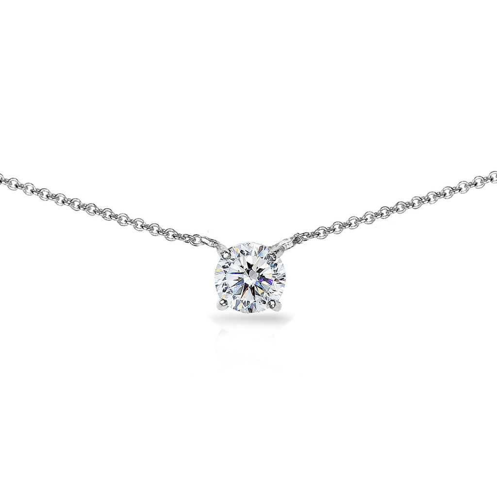 [Australia] - GemStar USA Sterling Silver 6mm Solitaire Choker Necklace Made with Swarovski Zirconia sterling-silver 