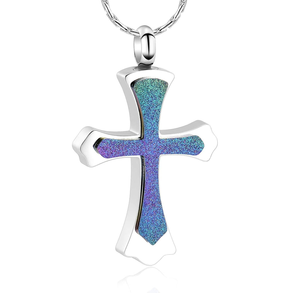 [Australia] - constantlife Cremation Jewelry Stainless Steel Cross Pendant Memorial Urn Necklace for Ashes Pray Keepsake Colorful 