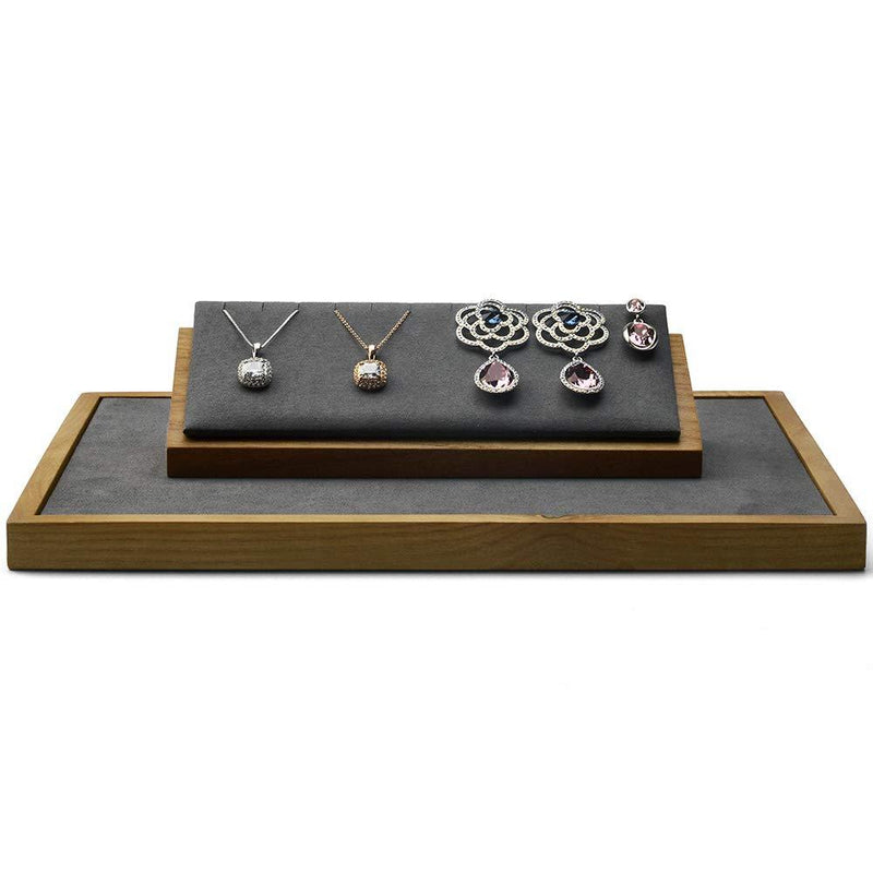 [Australia] - Oirlv Solid Wood Jewelry Display Stand Necklace Pendant Earring Showcase Organizer Triangular Plane Display(Grey Triangular Jewelry Display Stand) Grey Triangular Jewelry Display Stand 