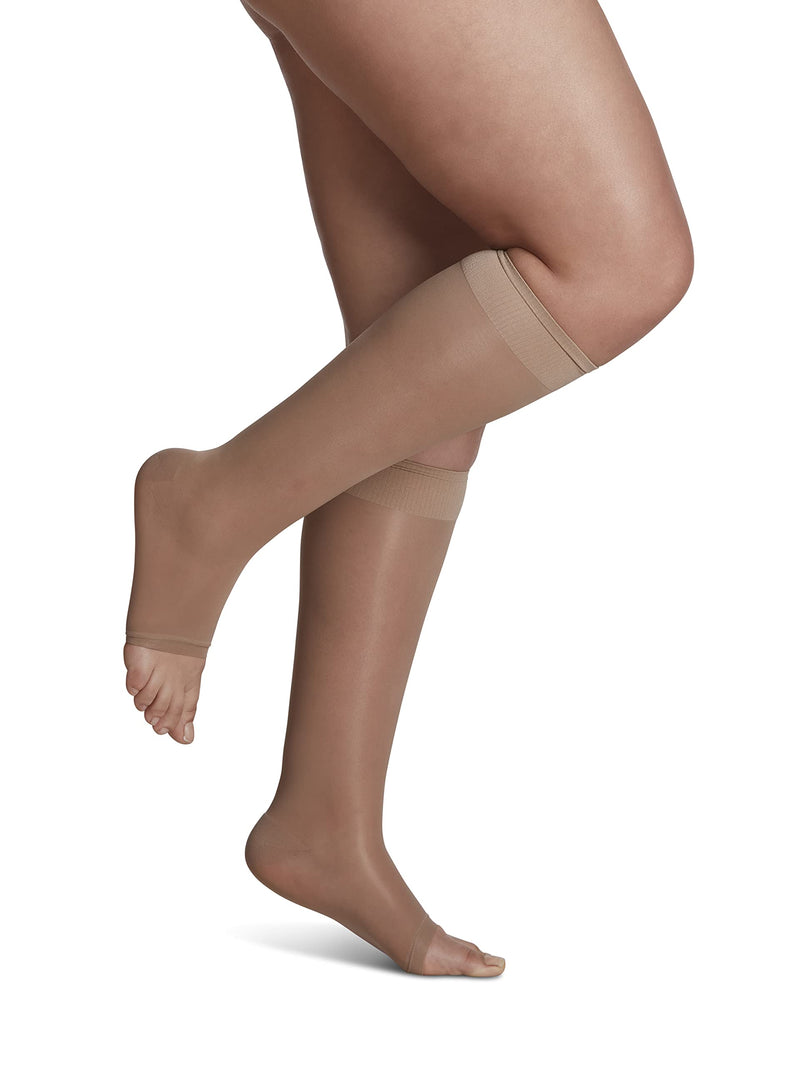 [Australia] - Sigvaris Women's Sheer Fashion 120 Open Toe Calf Compression Hose 15-20mmHg 