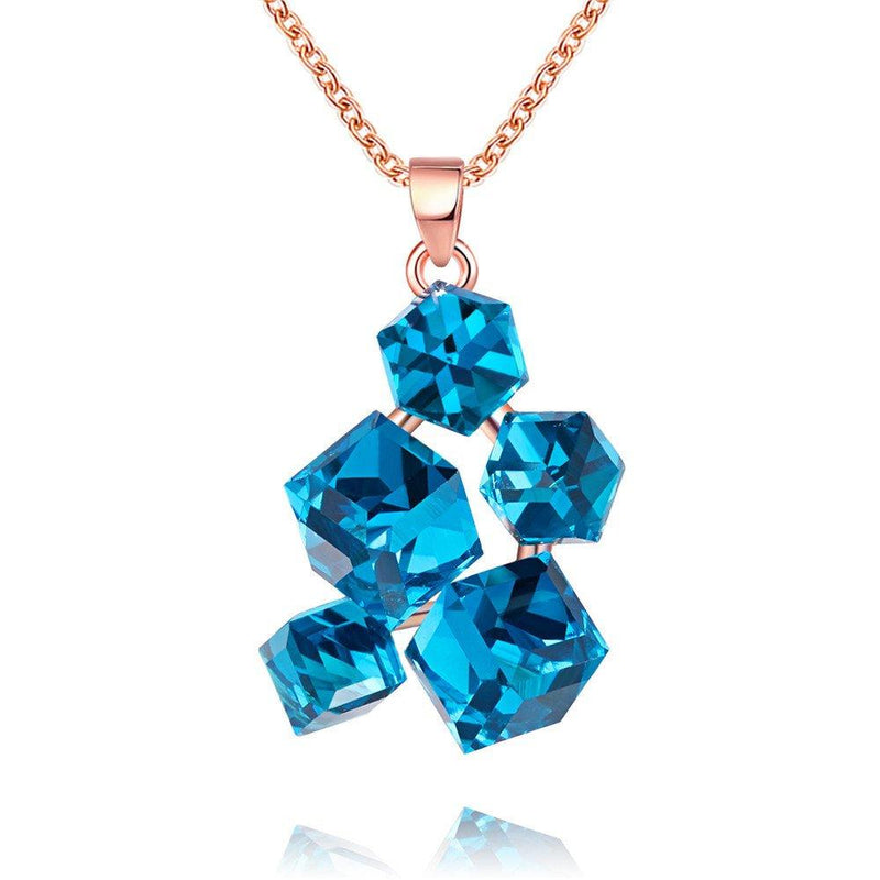 [Australia] - Uloveido Women Rose Gold Plated Crystal Pendant Necklace for Women, Blue/Red/White Stone Necklace Pendant for Girls Jewelry Gift GR125 