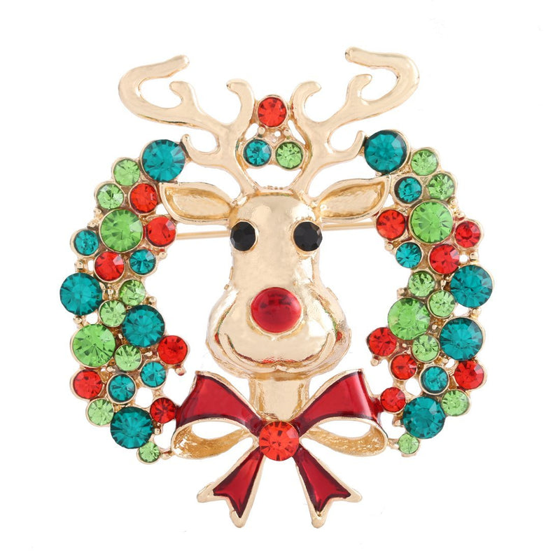 [Australia] - Isaloe Holiday Christmas Tree Cany Cane Snowflake Apple Deer Brooch Pin Xmas Gift 
