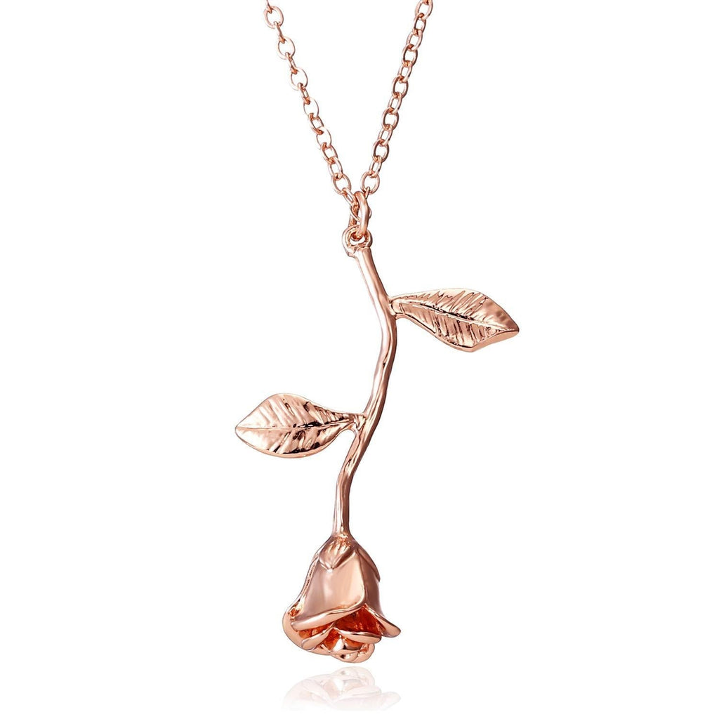 [Australia] - Rose Flower Necklace 18K Gold Plated Silver Rose Jewelry Gift for Women Girl Rose Gold 