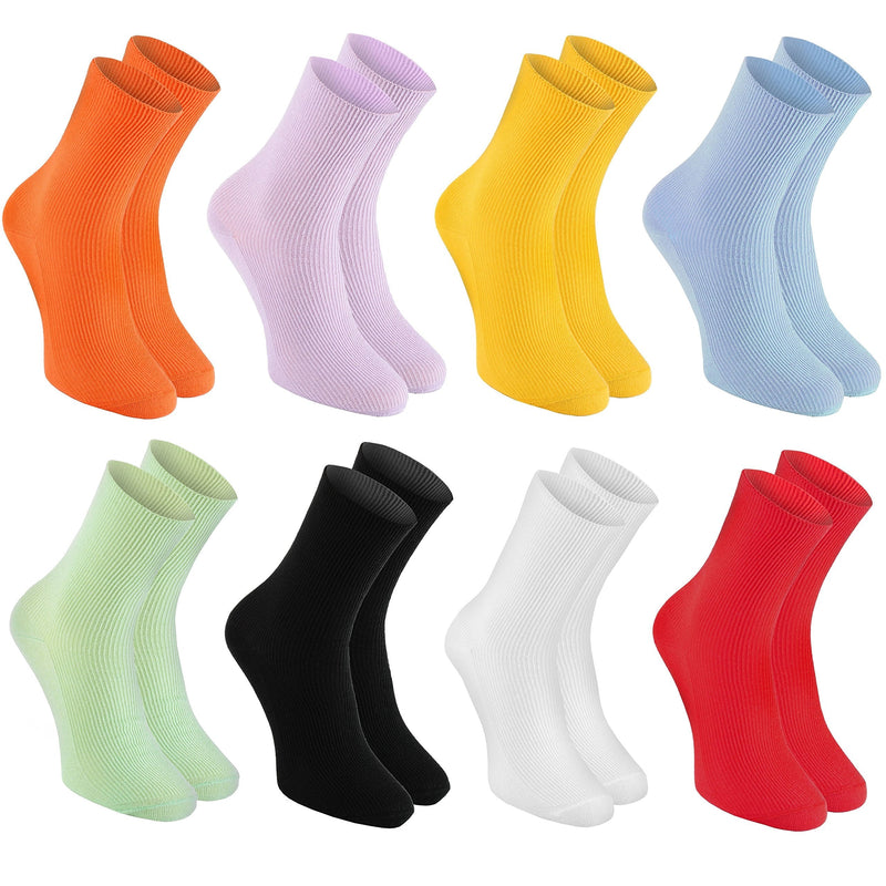 [Australia] - 8 pairs of DIABETIC Non-Elastic Cotton Socks for SWOLLEN FEET for Mens & Womens 5.5-7 Multicoloured 