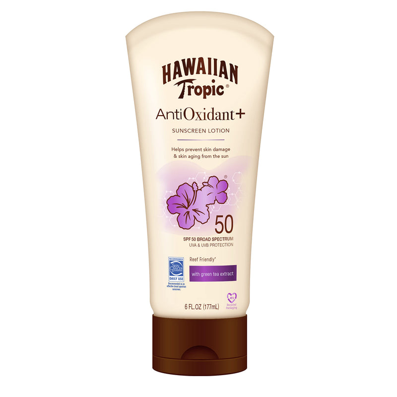 [Australia] - Hawaiian Tropic AntiOxidant+ Sunscreen Lotion, Lightweight Sun Protection, Broad Spectrum, SPF 50, 6 Ounces Antioxidant Lotion SPF 50 