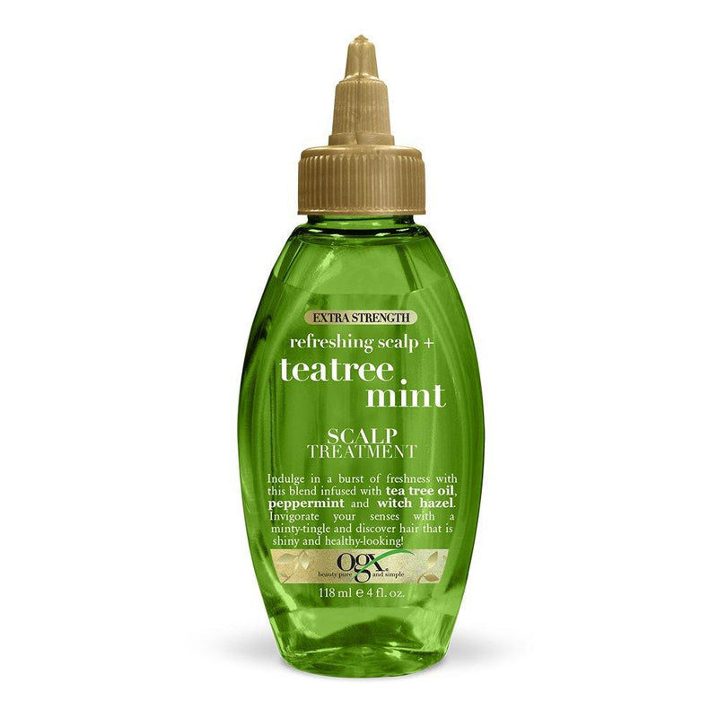 [Australia] - OGX Extra Strength Refreshing + Invigorating Teatree Mint Dry Scalp Treatment with Witch Hazel Astringent to Help Remove Scalp Buildup, Paraben-Free, Sulfate Surfactant-Free, 4 fl oz 