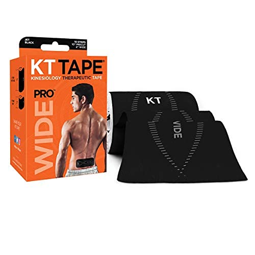 [Australia] - KT Tape Pro Synthetic Kinesiology Therapeutic Sports Tape, 20 Precut, 10” Strips Black - Precut - Wide 