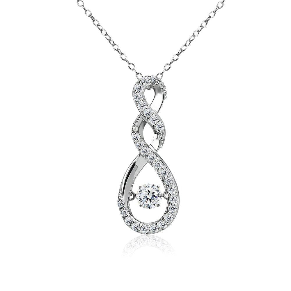 [Australia] - Sterling Silver Dancing Infinity Twist Necklace Made with Swarovski Zirconia 