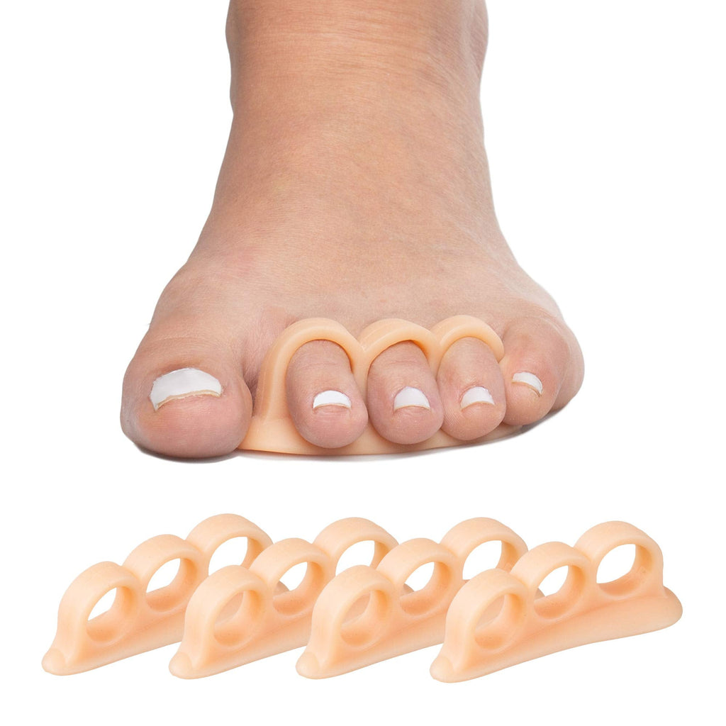 [Australia] - ZenToes Hammer Toe Straightener and Corrector 4 Pack Soft Gel Crests Splints | Reduce Foot Pain, Prevent Overlap | Flexible Footcare Treatment | Stain, Odor Resistant (Beige) Beige 