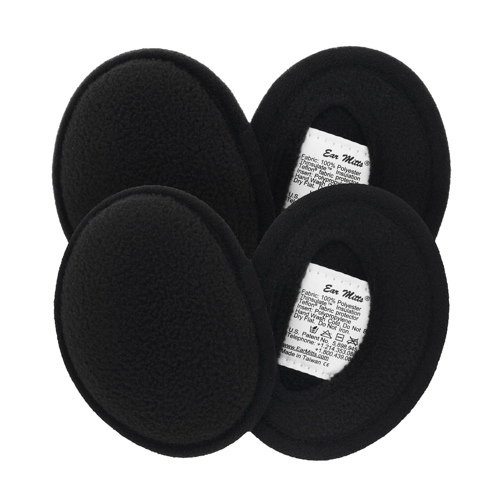 [Australia] - Ear Mitts 2 Pack Fleece Bandless Ear Muffs Warmers Covers for Winter, Running, Men or Women Small Black & Black Bundle 